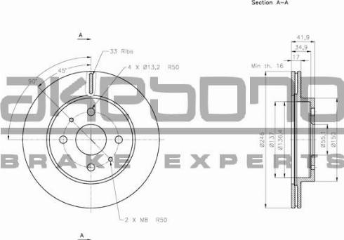 Akebono BN-0539 - Brake Disc autospares.lv