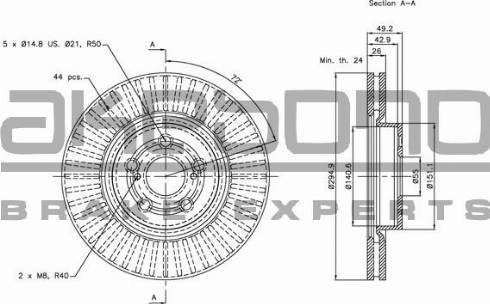 Akebono BN-0534 - Brake Disc autospares.lv