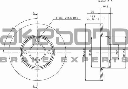 Akebono BN-0536 - Brake Disc autospares.lv