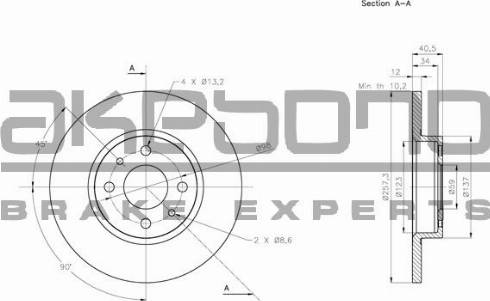 Akebono BN-0524 - Brake Disc autospares.lv