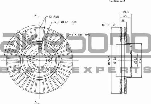 Akebono BN-0526 - Brake Disc autospares.lv