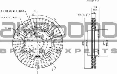 Akebono BN-0579 - Brake Disc autospares.lv