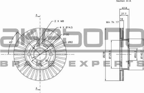 Akebono BN-0571 - Brake Disc autospares.lv