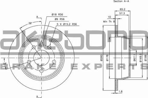 Akebono BN-0572 - Brake Disc autospares.lv