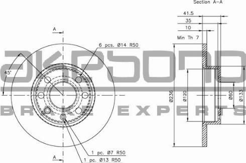 Akebono BN-0691 - Brake Disc autospares.lv