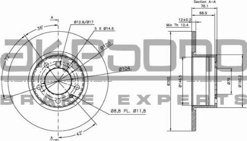 Akebono BN-0698 - Brake Disc autospares.lv