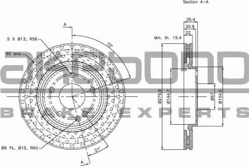 Akebono BN-0646 - Brake Disc autospares.lv