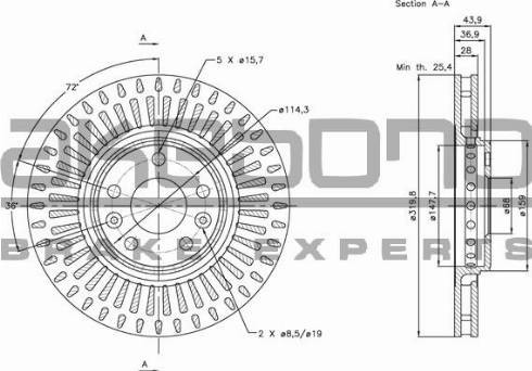 Akebono BN-0647E - Brake Disc autospares.lv