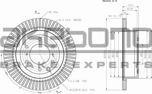 Akebono BN-0659E - Brake Disc autospares.lv