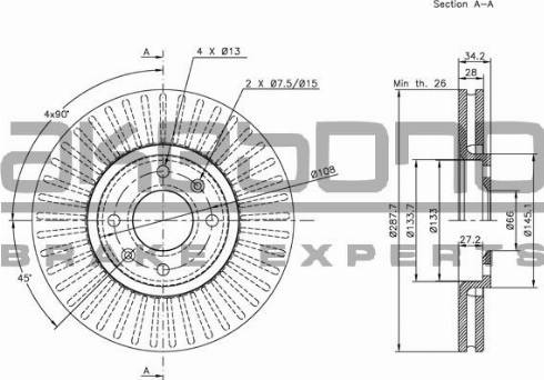 Akebono BN-0655 - Brake Disc autospares.lv