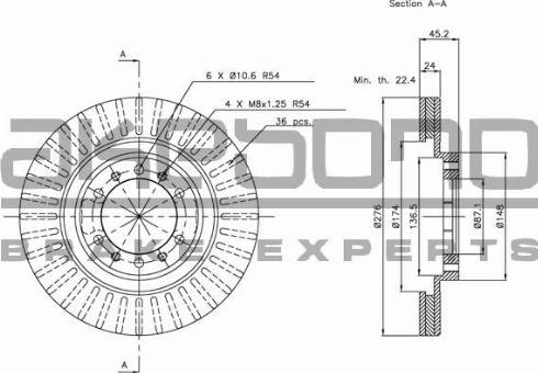 Akebono BN-0652 - Brake Disc autospares.lv