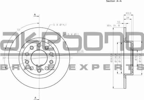 Akebono BN-0667E - Brake Disc autospares.lv