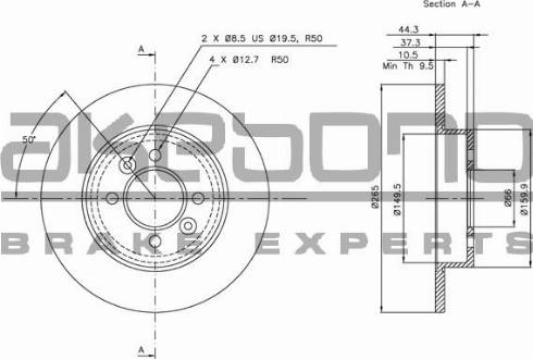 Akebono BN-0605 - Brake Disc autospares.lv