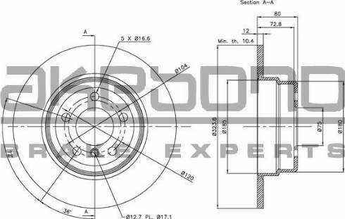 Akebono BN-0608 - Brake Disc autospares.lv