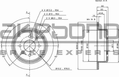 Akebono BN-0607E - Brake Disc autospares.lv