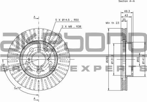 Akebono BN-0615 - Brake Disc autospares.lv