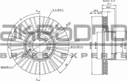 Akebono BN-0681E - Brake Disc autospares.lv