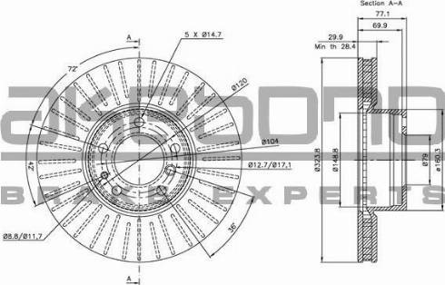 Akebono BN-0681 - Brake Disc autospares.lv