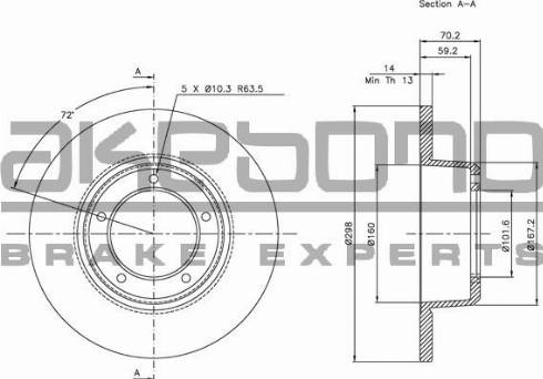 Akebono BN-0687 - Brake Disc autospares.lv