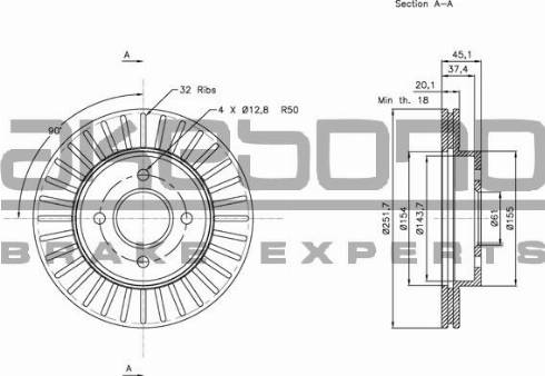 Akebono BN-0635 - Brake Disc autospares.lv