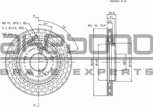 Akebono BN-0633 - Brake Disc autospares.lv