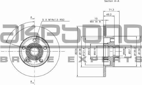 Akebono BN-0637E - Brake Disc autospares.lv