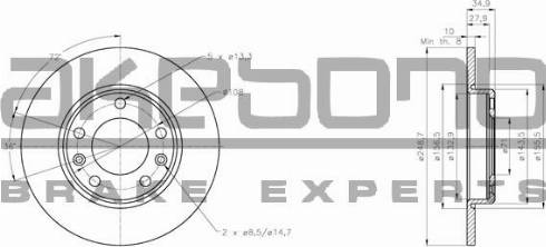 Akebono BN-0673E - Brake Disc autospares.lv