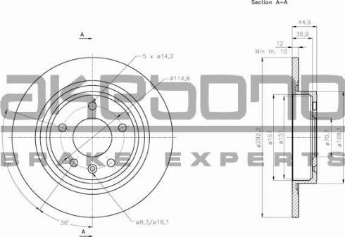 Akebono BN-0095 - Brake Disc autospares.lv