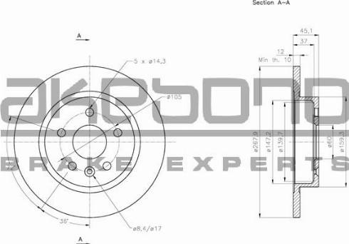 Akebono BN-0093 - Brake Disc autospares.lv