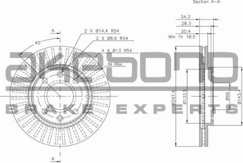 Akebono BN-0097 - Brake Disc autospares.lv