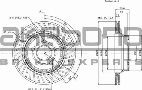 Akebono BN-0049 - Brake Disc autospares.lv