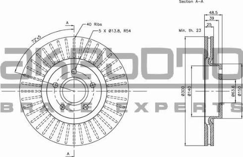 Akebono BN-0040 - Brake Disc autospares.lv