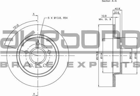 Akebono BN-0041 - Brake Disc autospares.lv