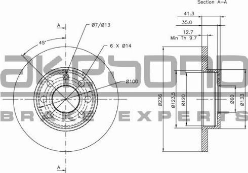 Akebono BN-0043E - Brake Disc autospares.lv