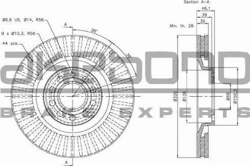 Akebono BN-0042E - Brake Disc autospares.lv