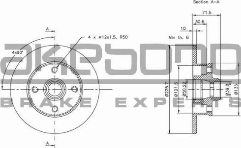 Akebono BN-0059 - Brake Disc autospares.lv