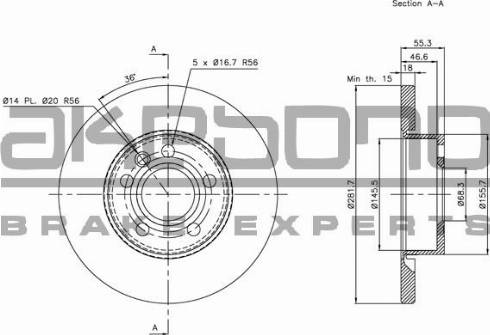 Akebono BN-0057 - Brake Disc autospares.lv