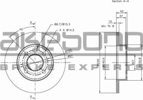 Akebono BN-0019 - Brake Disc autospares.lv