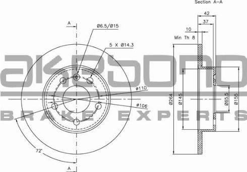 Akebono BN-0011E - Brake Disc autospares.lv