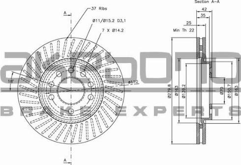 Akebono BN-0013 - Brake Disc autospares.lv