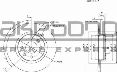 Akebono BN-0086 - Brake Disc autospares.lv