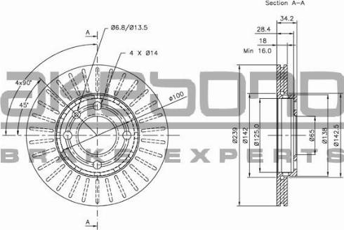 Akebono BN-0035 - Brake Disc autospares.lv