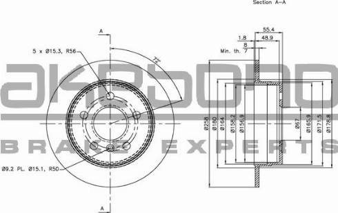 Akebono BN-0036E - Brake Disc autospares.lv