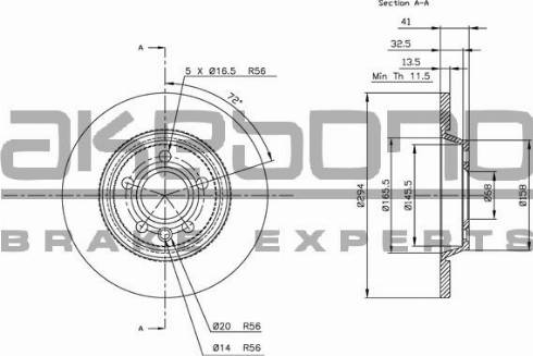 Akebono BN-0038 - Brake Disc autospares.lv