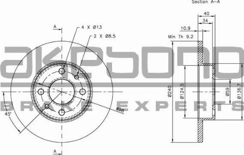 Akebono BN-0033 - Brake Disc autospares.lv