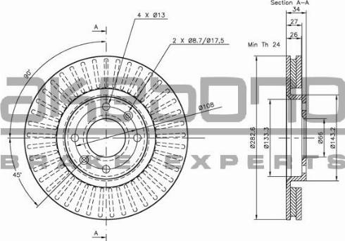 Akebono BN-0021 - Brake Disc autospares.lv