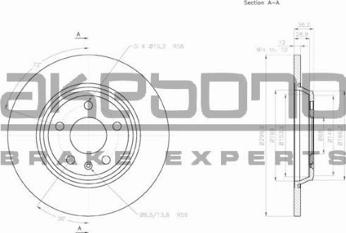 Akebono BN-0027 - Brake Disc autospares.lv