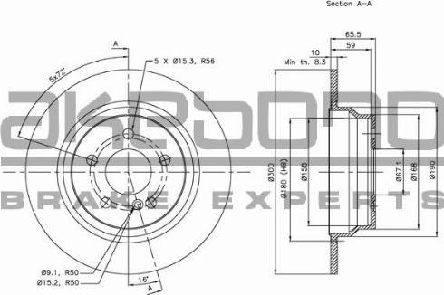 Akebono BN-0070 - Brake Disc autospares.lv