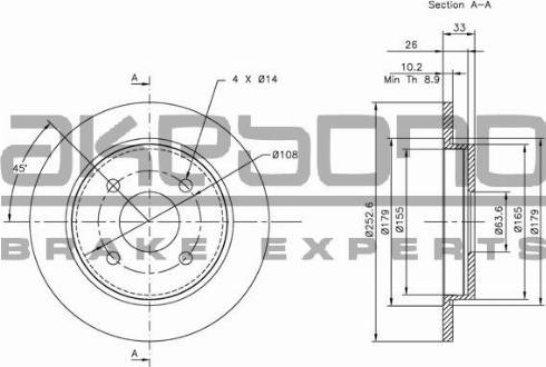 Akebono BN-0071 - Brake Disc autospares.lv