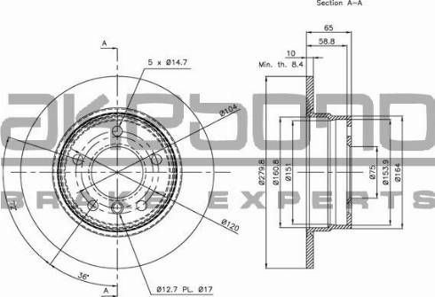 Akebono BN-0194 - Brake Disc autospares.lv